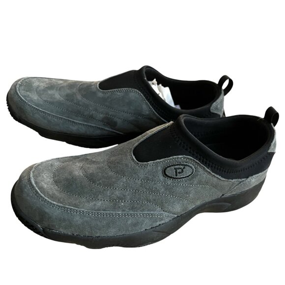 Propet Men’s 9 D Wash N Wear Slip-On Shoes M3850 SR Pewter Suede Scotchgard Slip - Picture 2 of 11